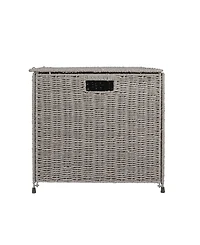 Household Essentials Woven Paper Rope Storage Chest with Hinged Lid and Integrated Handles