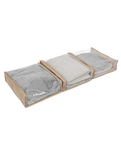 Household Essentials Under Bed Zippered Sweater Storage Bags with Clear Vision Panel, Set of 3
