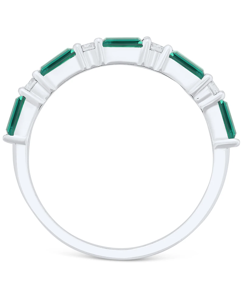 Lab-Grown Blue Sapphire (5/8 ct. t.w.) & White (1/5 Stack Ring Sterling Silver