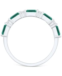 Lab-Grown Blue Sapphire (5/8 ct. t.w.) & White (1/5 Stack Ring Sterling Silver