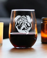 Bevvee English Bulldog Face Bulldog Dog Gifts Stem Less Wine Glass, 17 oz