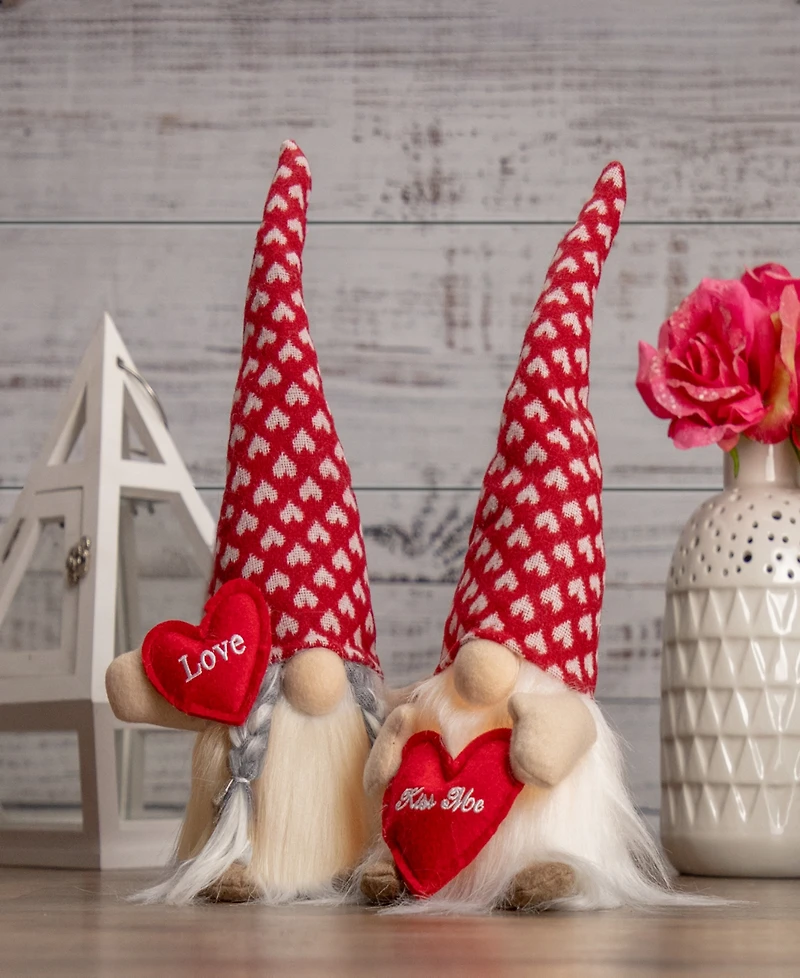 Northlight 13" Lighted Boy Valentine's Day Gnome with Kiss Me Heart