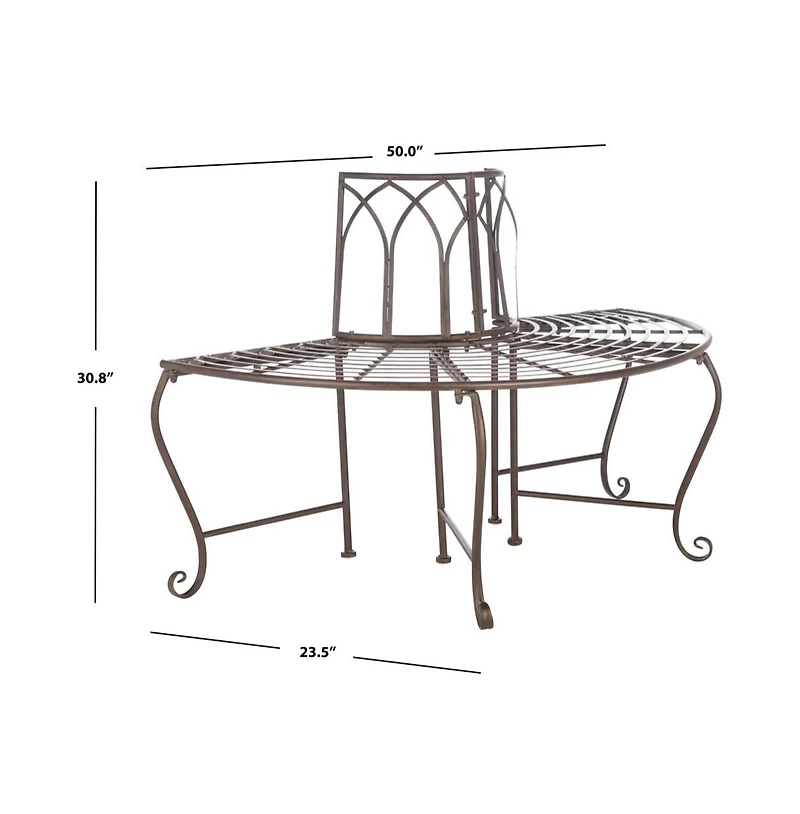 Abia Wrought Iron 50 Inch W Outdoor Tree Bench
