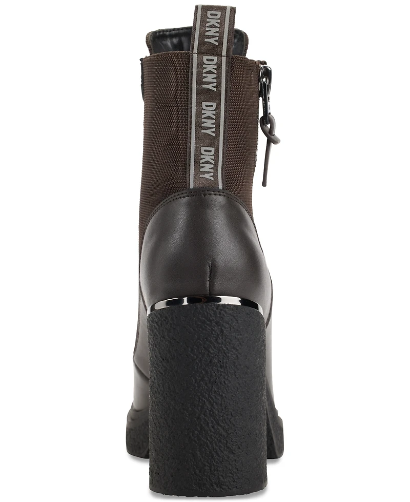 Dkny Women's Toia Lace-Up Zip Block Heel Booties