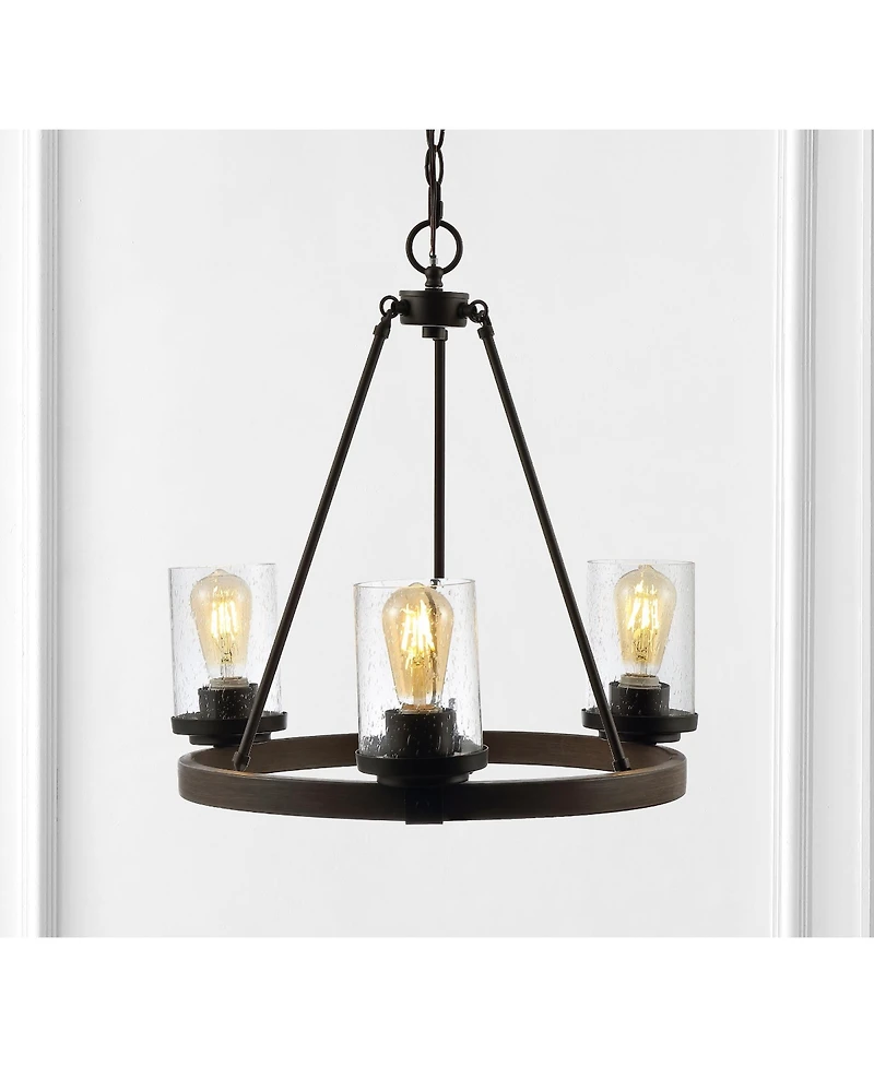 Coronet 3-Light Iron/Seeded Glass Rustic Farmhouse Led Chandelier