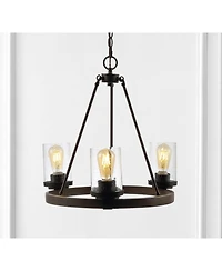 Coronet 3-Light Iron/Seeded Glass Rustic Farmhouse Led Chandelier