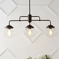 Avery Industrial Farmhouse Rustic Iron/Glass Linear Led Pendant