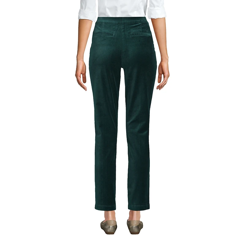 Lands' End Women's Velvet High Rise Pin tuck Pencil Ankle Pants