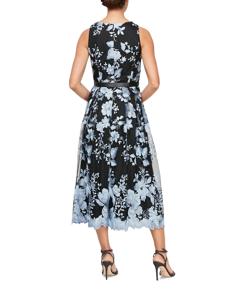 Alex Evenings Women's Floral-Embroidered Midi Dress