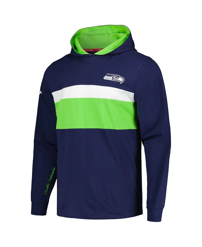 Men's Tommy Hilfiger College Navy Seattle Seahawks Morgan Long Sleeve Hoodie T-shirt