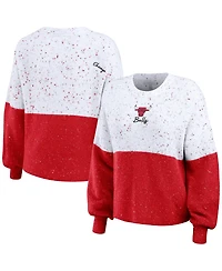 Women's Wear by Erin Andrews White, Red Chicago Bulls Color-Block Pullover Sweater