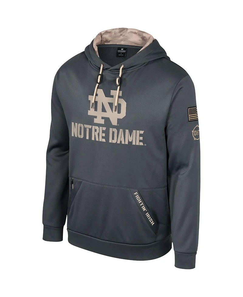 Men's Colosseum Charcoal Notre Dame Fighting Irish Oht Military-Inspired Appreciation Pullover Hoodie