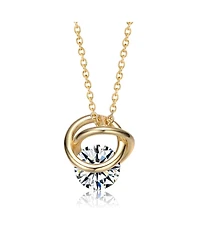 Sterling Silver Gold Plated 14k Yellow Gold Plated with 1.20ct Lab Created Moissanite Solitaire Double Eternity Circle Love Knot Pendant Necklace