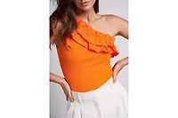 Caldwell Collection Women's Robin One Shoulder Bodysuit with Ruffle