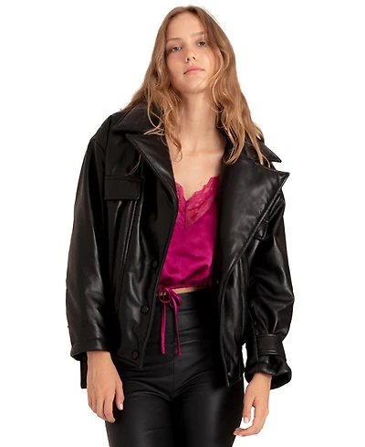 Belle & Bloom Women's Love Drunk Leather Bomber