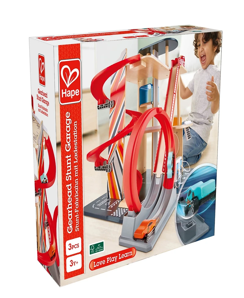 Hape Gearhead Stunt Garage Playset