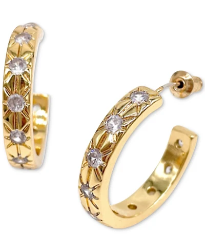 Adornia 14k Gold-Plated Starburst Medium Hoop Earrings, 1"