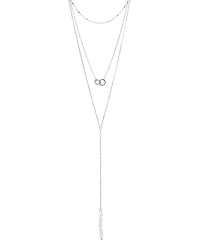 Adornia Silver-Tone Freshwater Pearl (3mm) Lariat Layered Necklace, 16" + 2" extender