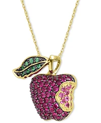 Ruby (1-1/2 ct. t.w.), Tsavorite (1/5 ct. t.w.) Pink Sapphire (1/5 ct. t.w.) Pendant in 14K Gold