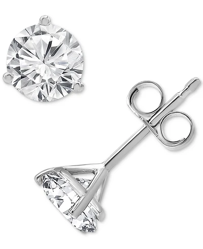 Diamond Three Prong Stud Earrings (1 ct. t.w.) 14k White Gold