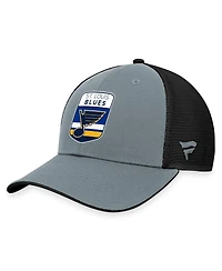 Men's Fanatics Gray, Black St. Louis Blues Authentic Pro Home Ice Trucker Adjustable Hat