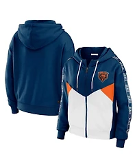 Women's Wear by Erin Andrews Navy, White Chicago Bears Plus Color Block Full-Zip Hoodie