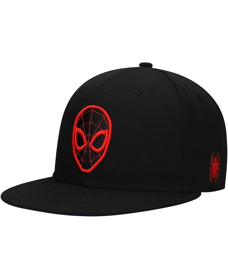 Men's Black Marvel Spiderman Logo Elements Fitted Hat