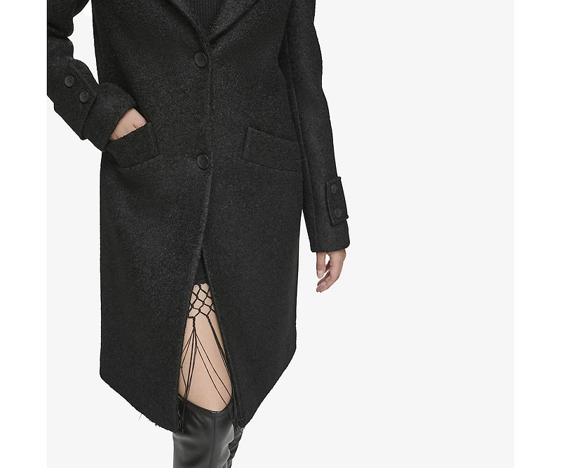 Regine Sb Women's Soft Wool Boucle Coat With Back Vent