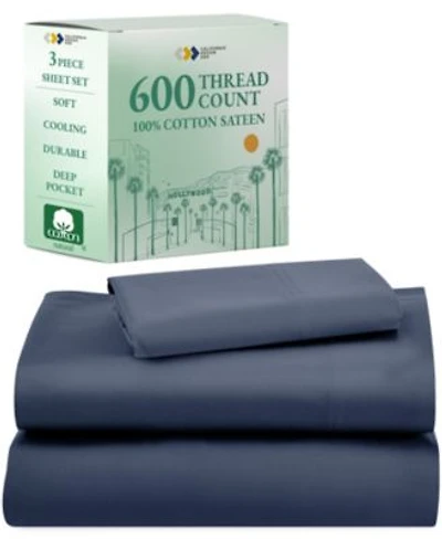 Luxury 600 Thread Count 100 Cotton Sateen Soft Crisp