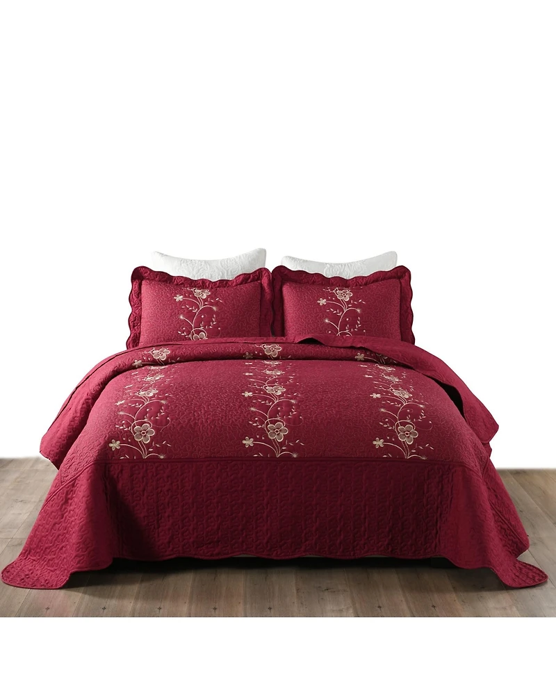 MarCielo 3 Piece Lightweight Bedspread Quilt Set Lapaz King