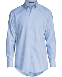 Lands' End Men's Traditional Fit Pattern No Iron Supima Pinpoint Buttondown Collar Dress Shirt