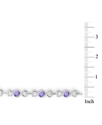Amethyst (3-1/2 ct. t.w) & White Topaz Heart Link Bracelet in Sterling Silver