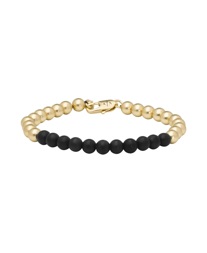 Armani Exchange Men's Two-Tone Brass Beaded Bracelet