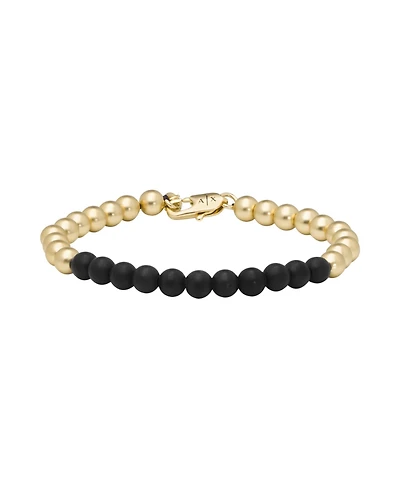 Armani Exchange Men's Two-Tone Brass Beaded Bracelet