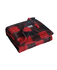 Eddie Bauer Plaid Faux Fur Throw, 50" x 60"