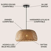 Jonathan Y Mateo Farmhouse Coastal Bamboo Led Pendant