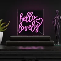 Jonathan Y Hello Lovely Square Contemporary Glam Acrylic Box Usb Operated Led Neon Light Lamp