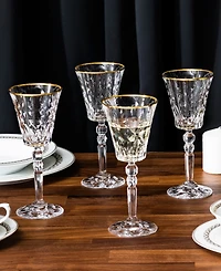 Lorren Home Trends Marilyn Gold-Tone White Wine Goblets, Set of 4