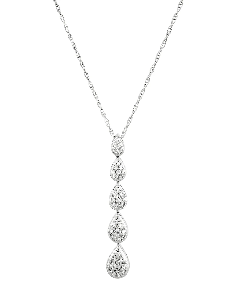 Forever Grown Diamonds Lab Grown Diamond Graduated Pear Cluster Pendant Necklace (1/2 ct. t.w.) in Sterling Silver, 16" + 2" extender
