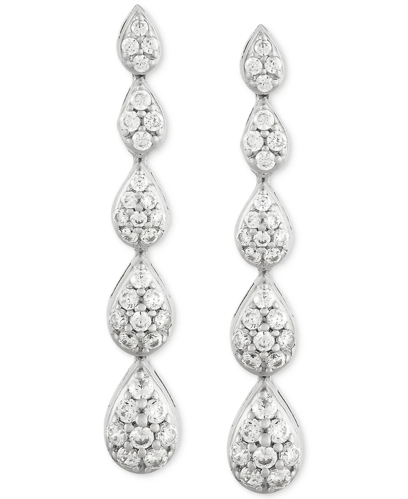 Forever Grown Diamonds Lab Grown Diamond Pear Cluster Graduated Linear Drop Earrings (1/2 ct. t.w.) Set in sterling silver
