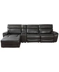 Closeout! Hutchenson 127.5" 4-Pc. Zero Gravity Leather Sectional with 1 Power Recliner, Chaise and Console, Created for Macy's