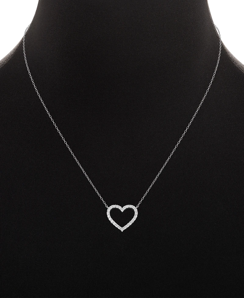 Giani Bernini 2-Pc. Set Cubic Zirconia Open Heart Pendant Necklace & Heart Stud Earrings in Sterling Silver, Created for Macy's