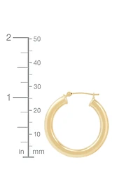 Polished Tube Hoop Earrings in 14k Gold (25mm)