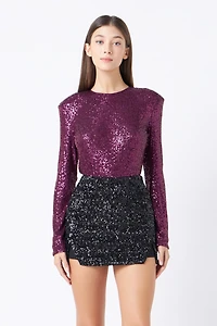 endless rose Women's Sequins Bodysuit