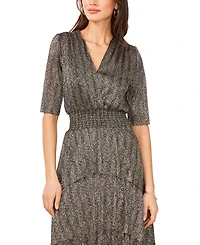 Vince Camuto Women's Metallic Print Tiered Midi Dress