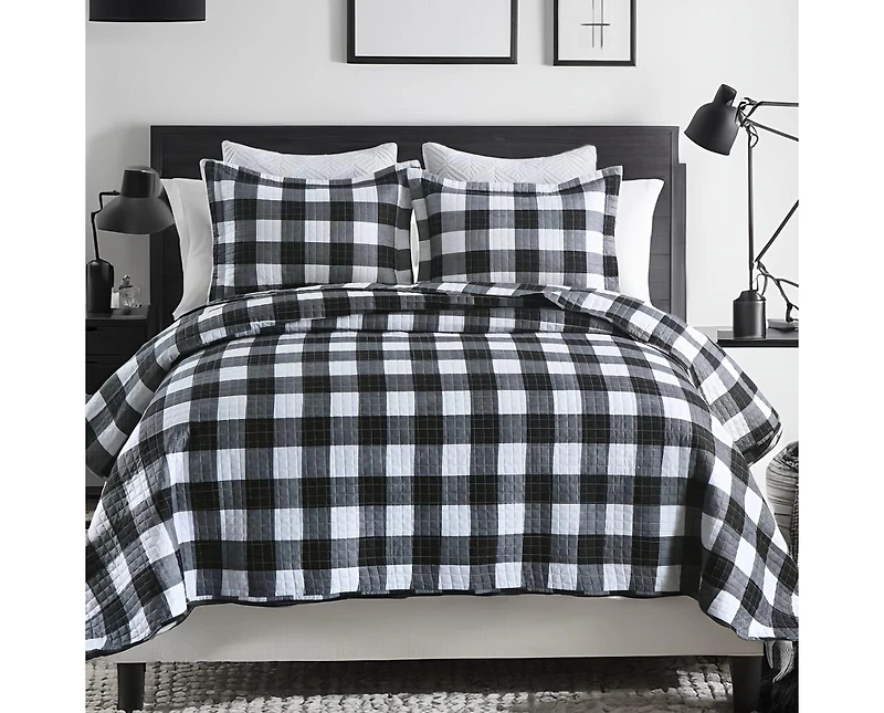 MarCielo 3 Piece Buffalo Quilt Bedspread Set Bedding Coverlet Set B020 - King