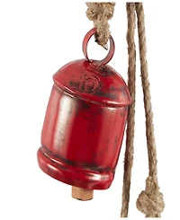 Rosemary Lane Metal Tibetan Inspired Decorative Cow Bell with Jute Hanging Rope, 4" x 3" x 29"