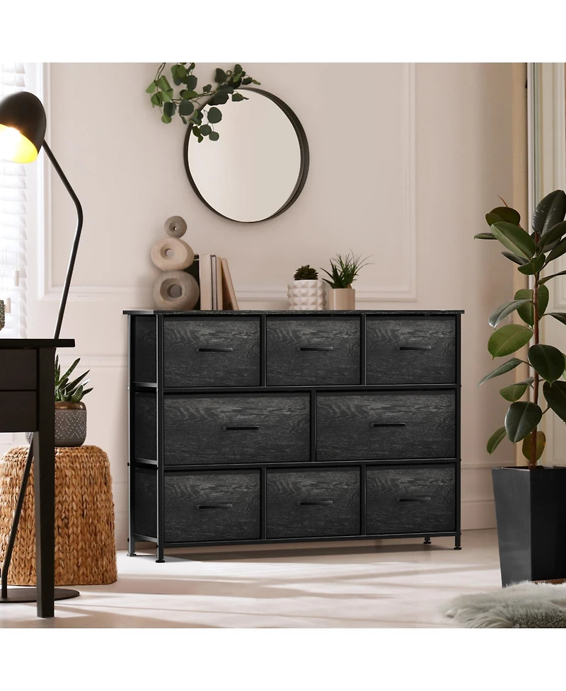 Sorbus 8 Drawers Wide Dresser - Organizer Unit with Steel Frame Wood Top and handle, Fabric Bins Amazing for household decluttering
