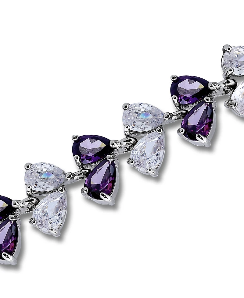 Macy's Cubic Zirconia Purple Clear Alternate Link Bracelet