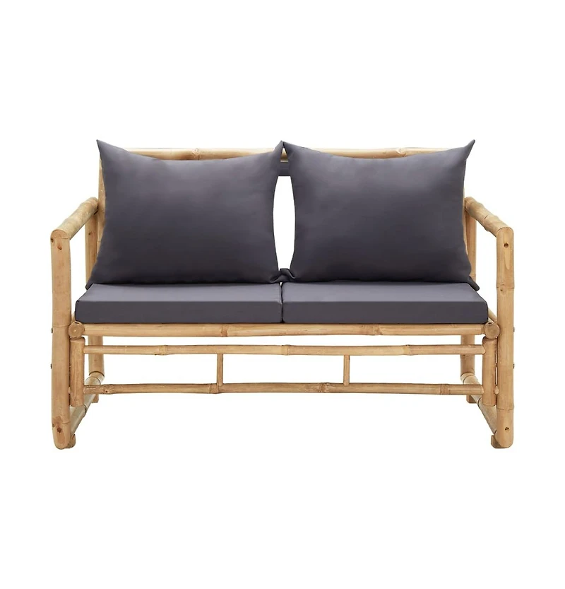 Patio Bench with Cushions 45.3" Bamboo